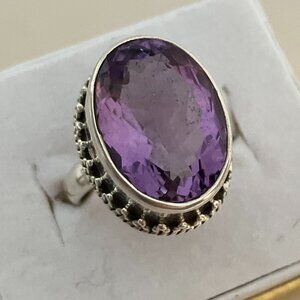 Amethyst, 925 Sterling Silver Ring, Size 7